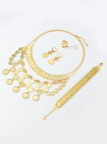 5pcs/set Round Decor Jewelry Set - Yellow Gold - View 4