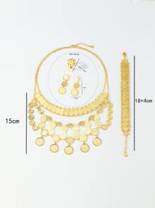 5pcs/set Round Decor Jewelry Set - Yellow Gold - View 5