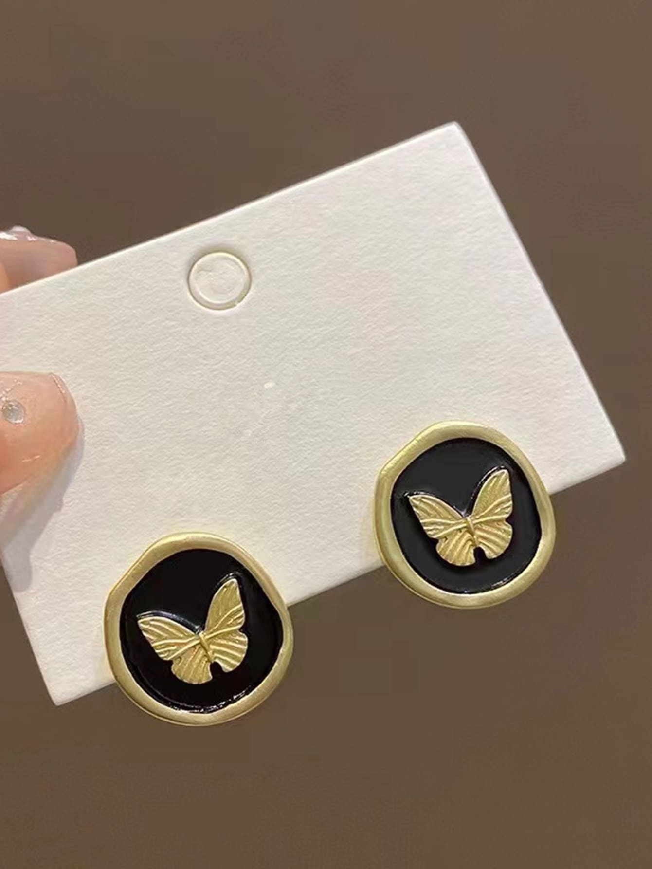 Butterfly Decor Stud Earrings - Multicolor - View 1