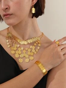 5pcs/set Round Decor Jewelry Set - Yellow Gold - View 6