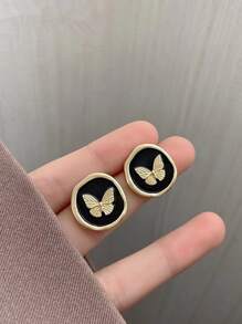 Butterfly Decor Stud Earrings - Multicolor - View 3