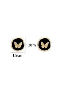 Butterfly Decor Stud Earrings - Multicolor - View 4