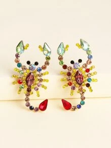 Rhinestone Scorpion Decor Stud Earrings - Multicolor - View 2