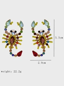 Rhinestone Scorpion Decor Stud Earrings - Multicolor - View 3