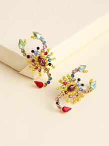 Rhinestone Scorpion Decor Stud Earrings - Multicolor - View 4