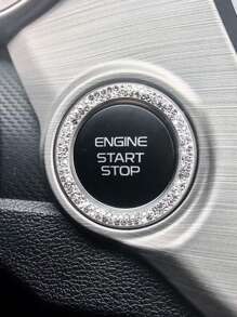 1入組水鑽裝飾玻璃汽車一鍵啟動鈕裝飾用品圓環 - 銀色 - 查看 1