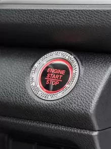 1入組水鑽裝飾玻璃汽車一鍵啟動鈕裝飾用品圓環 - 銀色 - 查看 3