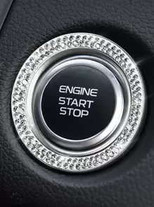 1入組水鑽裝飾玻璃汽車一鍵啟動鈕裝飾用品圓環 - 銀色 - 查看 4