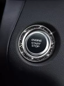 1 cái Rhinestone Decor Glass Car One-button Start Vòng trang trí - màu đen - Xem 1