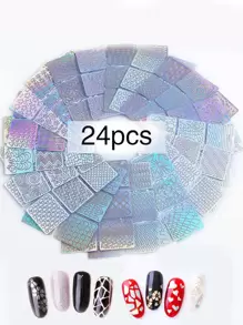 24sheets Geometric Pattern Hollow Out Nail Art Sticker Nail Stickers DIY - Multicolor - View 1