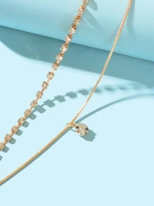 水鑽裝飾分層腳鏈 - 金黃色 - 查看 4