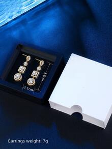 Pendientes largos con diseño de diamante de imitación - Amarillo Oro - Ver 2