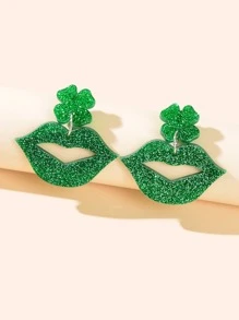 Bông tai giọt nước lấp lánh - Màu xanh lá cây đậm - Xem 1