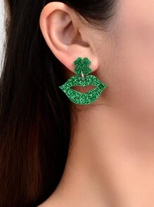 Bông tai giọt nước lấp lánh - Màu xanh lá cây đậm - Xem 2