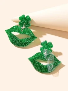 Bông tai giọt nước lấp lánh - Màu xanh lá cây đậm - Xem 3