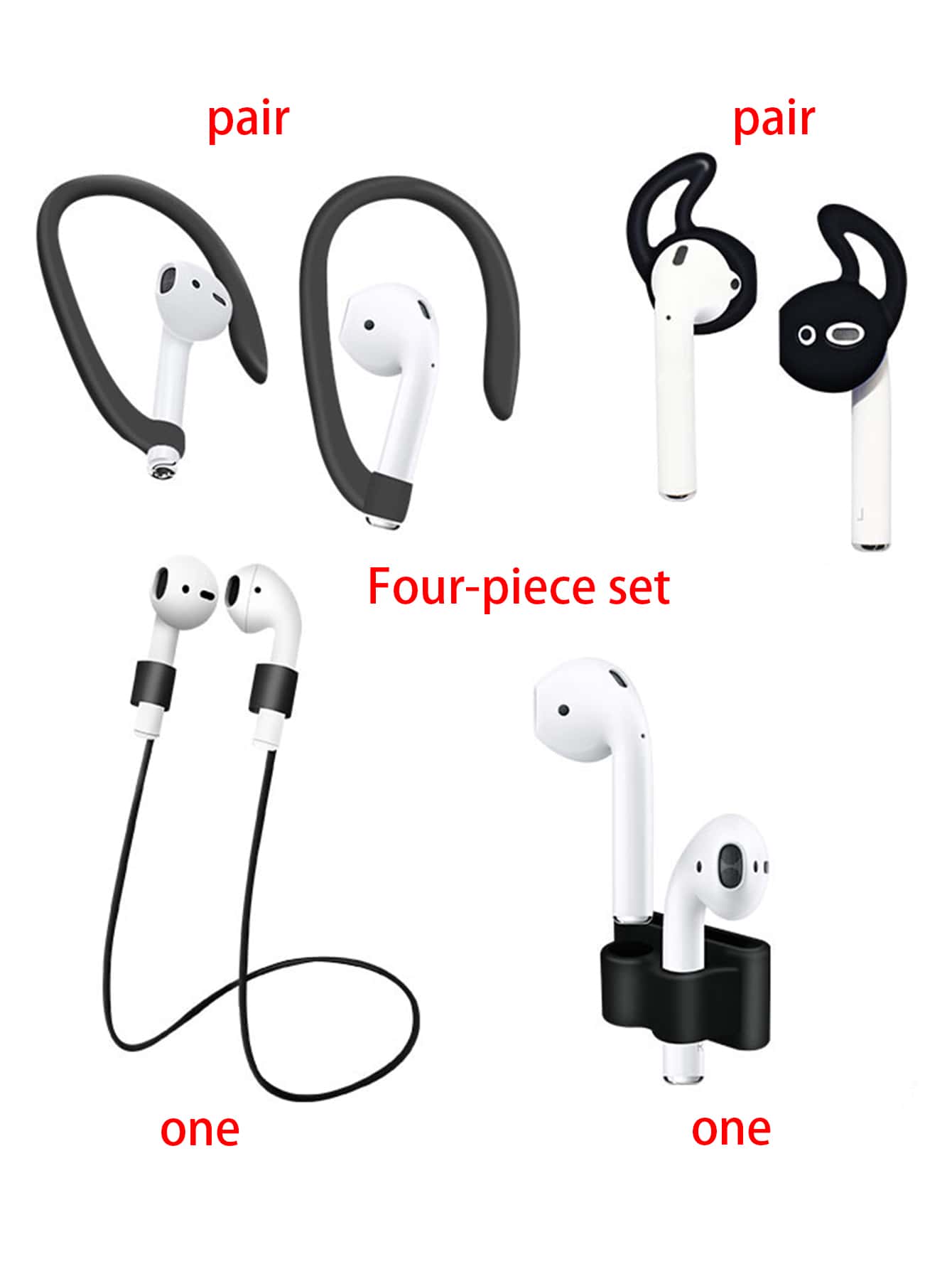 Bộ 4 dây chống thất lạc tai nghe Apple bằng silicon - màu đen - Xem 4