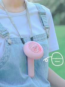 1入組卡通裝飾便攜式頸掛風扇現代ABS免提無葉風扇適用於戶外 - 粉色 - 查看 2