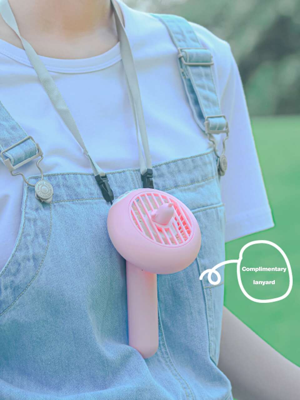 1pc Cartoon Decor Portable Neck Fan, Modern ABS Hand-free Bladeless Fan For Outdoor