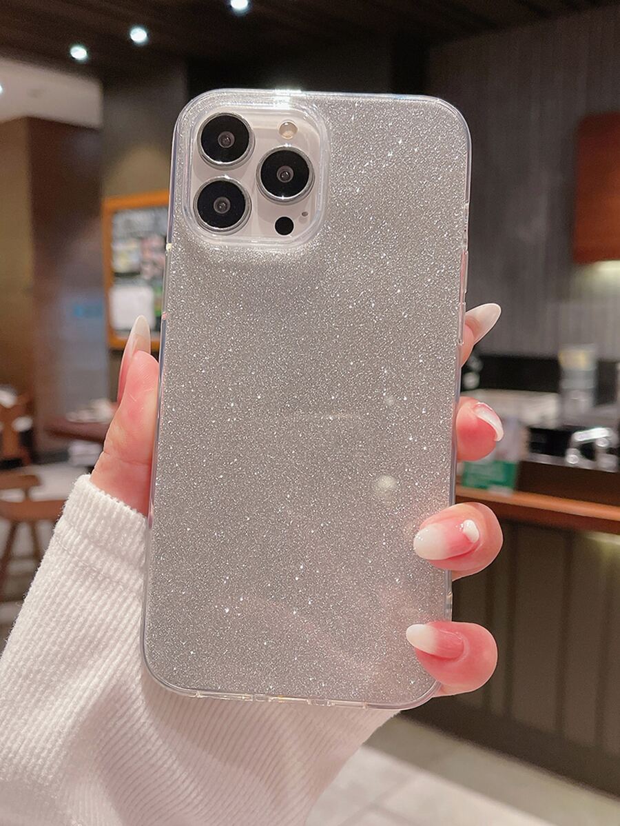 透明TPR聚氨酯手機殼帶閃光紙 - 銀色 - 查看 1