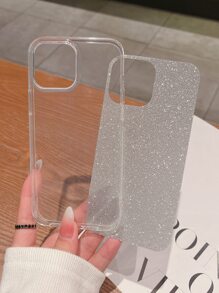 透明TPR聚氨酯手機殼帶閃光紙 - 銀色 - 查看 2