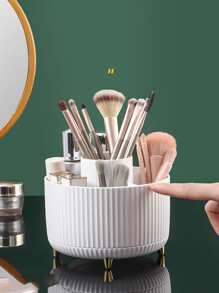 化妆刷收纳桶，1个多格化妆品收纳盒，带防滑底的收纳盒，唇彩架，桌面收纳盒，适用于台面、梳妆台和浴室，珠宝盒，收纳袋，化妆刷架，刷子架，香水收纳盒，化妆包，女士礼物，圣诞礼物，女士礼物创意，房间装饰 - 白色 - 查看 2