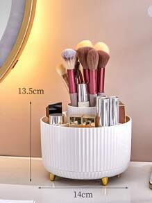 化妆刷收纳桶，1个多格化妆品收纳盒，带防滑底的收纳盒，唇彩架，桌面收纳盒，适用于台面、梳妆台和浴室，珠宝盒，收纳袋，化妆刷架，刷子架，香水收纳盒，化妆包，女士礼物，圣诞礼物，女士礼物创意，房间装饰 - 白色 - 查看 4