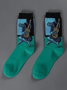 Hombres Calcetines de tripulación con estampado de figura - Multicolor - Ver 1