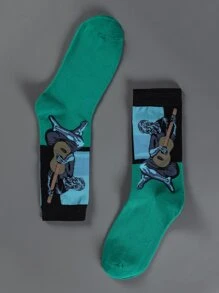Hombres Calcetines de tripulación con estampado de figura - Multicolor - Ver 2