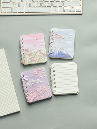 M O K A 4pcs Flower Pattern Memo Pad Back To School