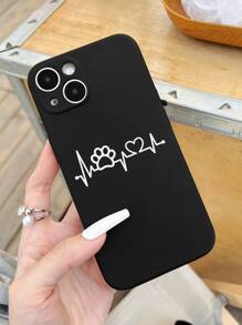 苹果卡通图案手机壳 - 黑與白 - 查看 1
