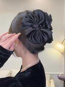Bow Decor Hair Claw - Black - View 1