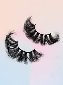 1 par de pestañas de tira completa de 25 mm, pestañas postizas largas gruesas y voluminosas esponjosas - Negro - Ver 5