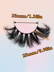 1 par de pestañas de tira completa de 25 mm, pestañas postizas largas gruesas y voluminosas esponjosas - Negro - Ver 6