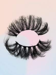 1 par de pestañas de tira completa de 25 mm, pestañas postizas largas gruesas y voluminosas esponjosas - Negro - Ver 8