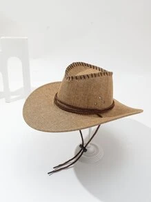 Sombrero cowboy con diseño de cuerda - Caqui - Ver 2