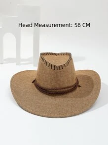 Sombrero cowboy con diseño de cuerda - Caqui - Ver 5