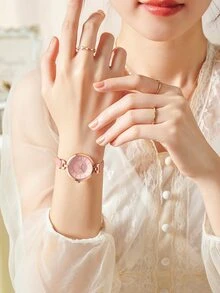 Delicate And Cute Quartz Watch For Women, Rebirth Brand - Pink - View 7