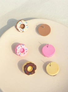 6pcs/set Donut Decor Stud Earrings - Multicolor - View 2