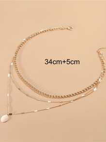 1 vòng cổ nhiều lớp quyến rũ đĩa thời trang dành cho phụ nữ cho cuộc sống hàng ngày - Vàng - Xem 3