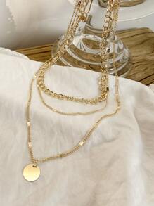1 vòng cổ nhiều lớp quyến rũ đĩa thời trang dành cho phụ nữ cho cuộc sống hàng ngày - Vàng - Xem 5