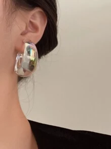 Clear Hoop Earrings - Clear - View 4