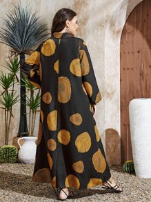 Mulvari Plus Graphic Print Lantern Sleeve Dress - Multicolor - View 2