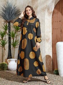 Mulvari Plus Graphic Print Lantern Sleeve Dress - Multicolor - View 3