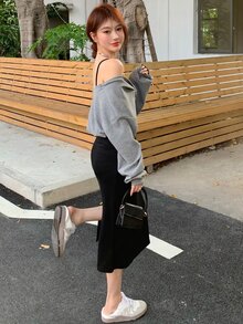 Vestido de tirantes unicolor sin pullover - Negro - Ver 2