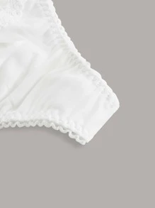 ROMWE Fairycore quần sịp nữ Nơ Bướm Tương phản ren Hội Chữ thập màu trơn - trắng - Xem 4