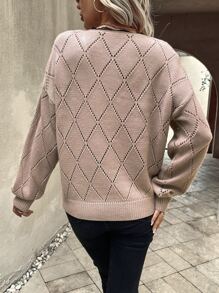 EMERY ROSE Contrast Lace Drop Shoulder Jumper - Dusty Pink - View 2