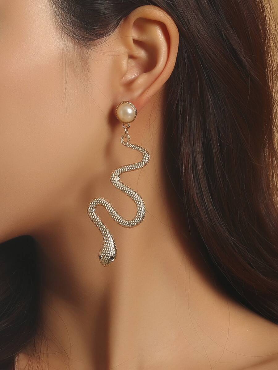 Pendientes largos serpiente - Amarillo Oro - Ver 1