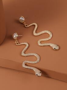 Pendientes largos serpiente - Amarillo Oro - Ver 2