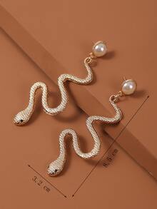 Pendientes largos serpiente - Amarillo Oro - Ver 3