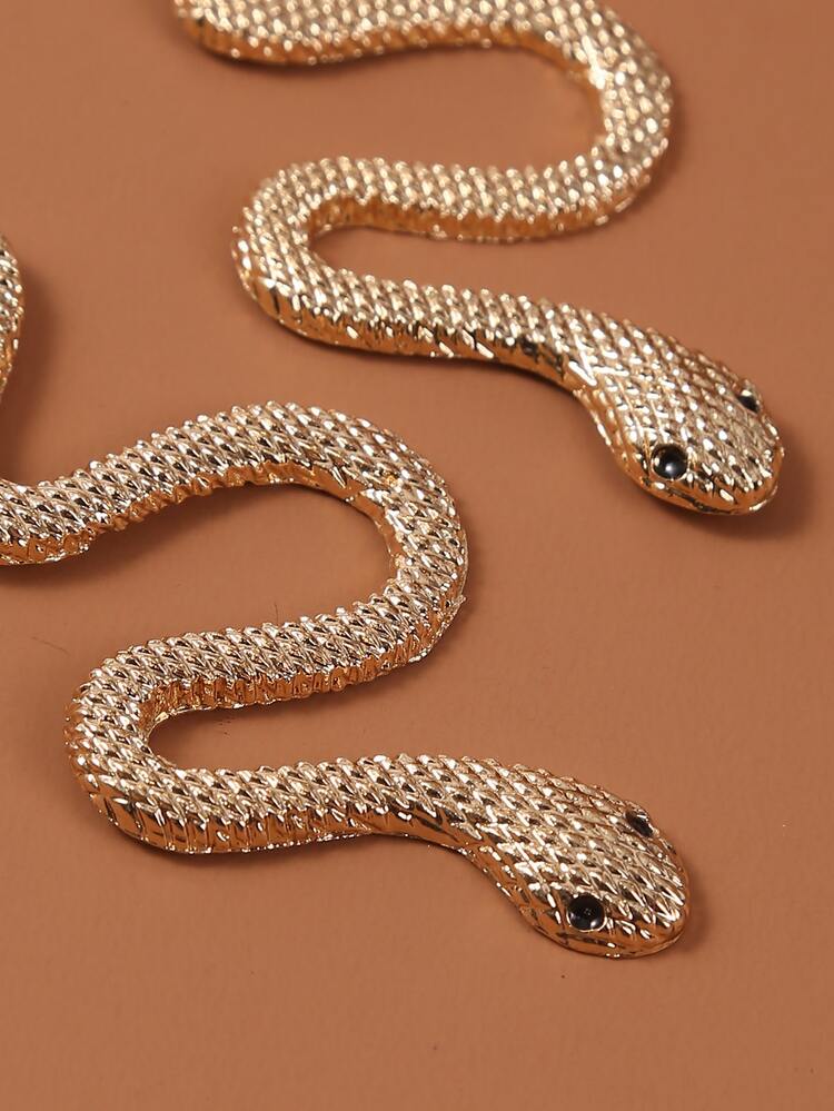 Snake Drop Earrings - Yellow Gold - View 4